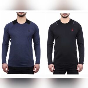 (2) NEW Spyder Active Men’s boys Long Sleeve Shirt Black & Blue Size XXL 2XL NWT